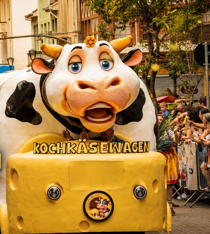 Carro-vaca no desfile da Rua XV